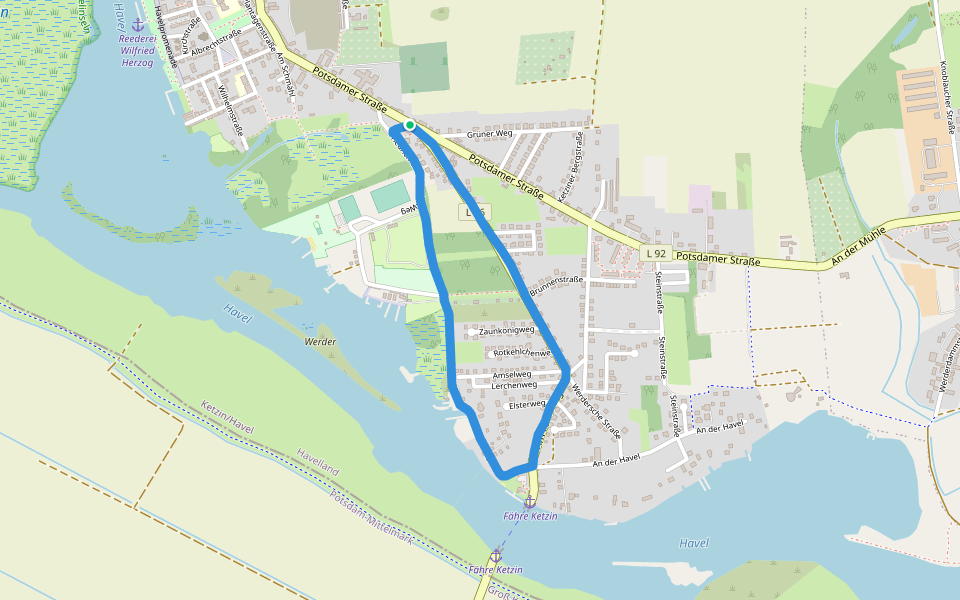 Campingplatz an der Havel walking route map in Ketzin