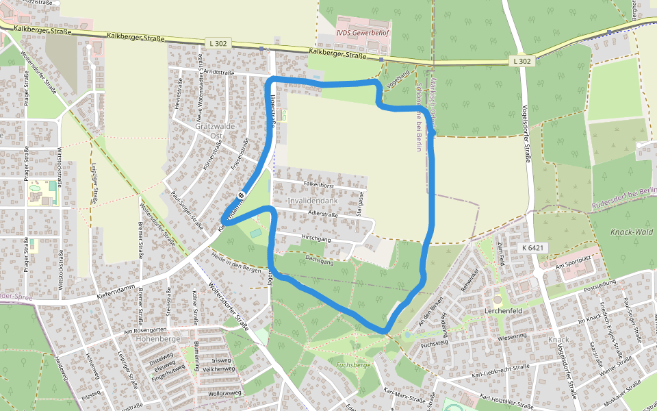 Fuchsberge walking route map in Schöneiche bei Berlin