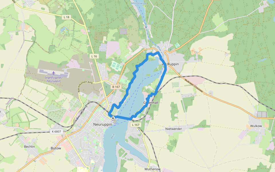 Ruppiner See walking route map in Neuruppin