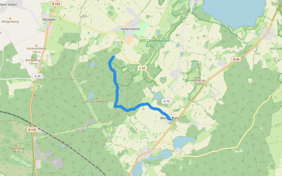 Burgunderberg walking route map in Blumenholz
