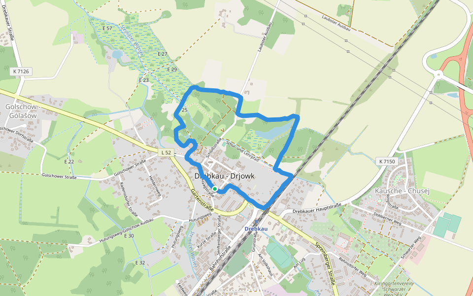 Rosengarten walking route map in Drebkau