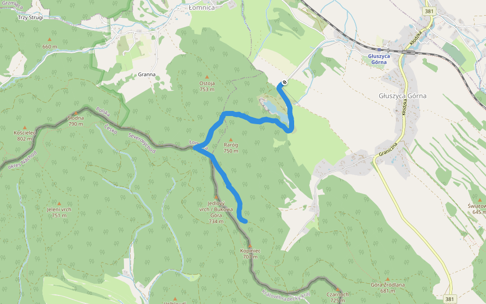 Raróg walking route map in Kolce