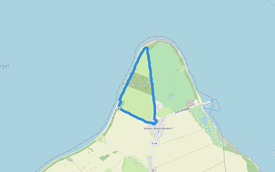 Wismarbucht walking route map in Hohenkirchen