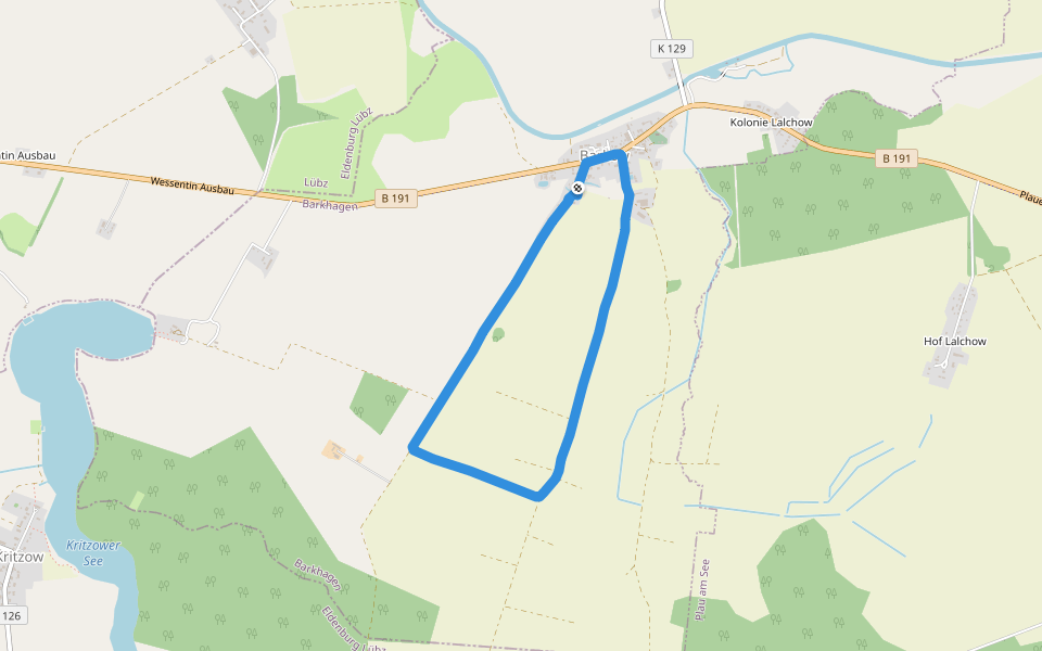 Löschteich Barkow walking route map in Barkhagen