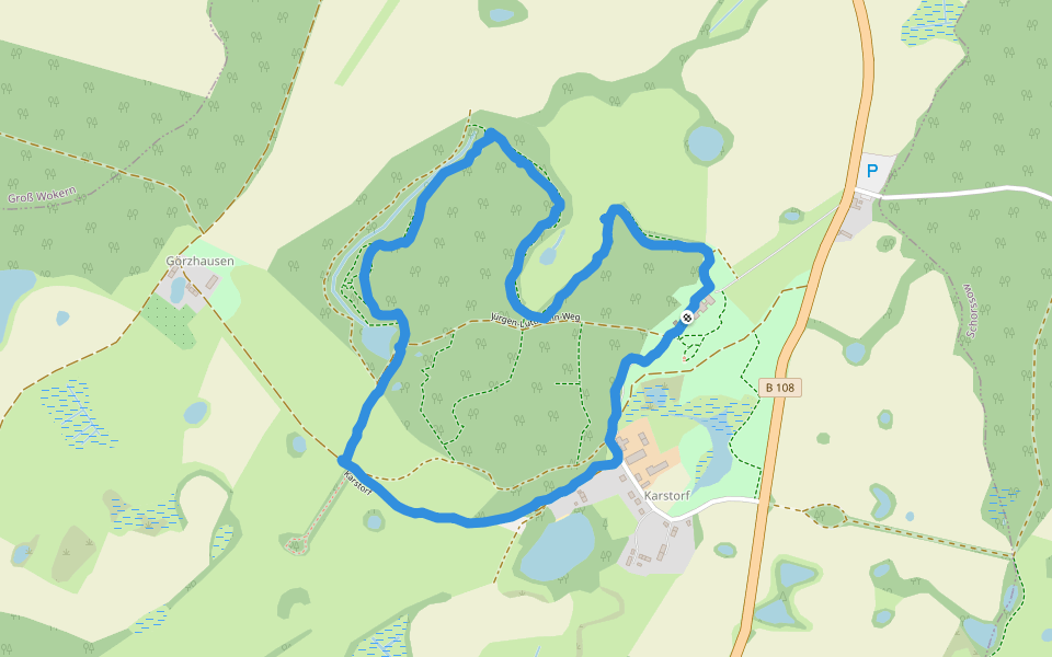 Schlosshotel Burg Schlitz walking route map in Hohen Demzin