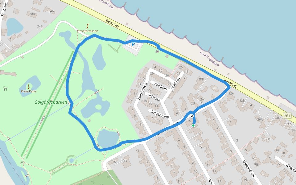 Solgårdsparken walking route map in Strøby Egede