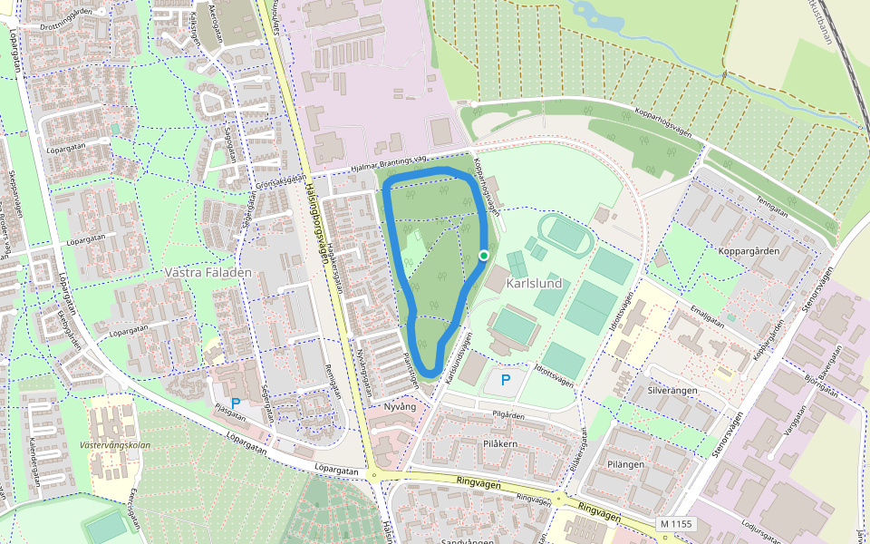 Karlslundsbadet walking route map in Landskrona