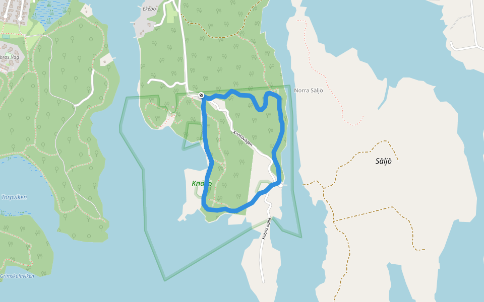Knösö walking route map in Knösö