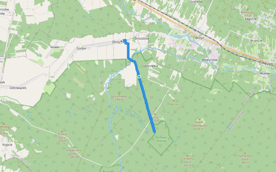 Łysa Góra walking route map in Bugaj