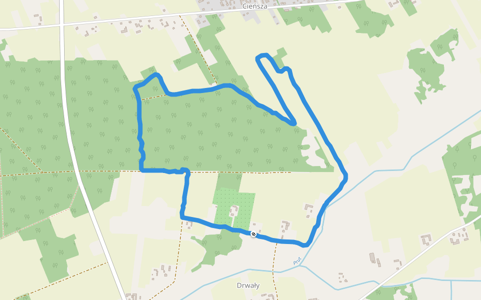 Drwały walking route map in Drwały