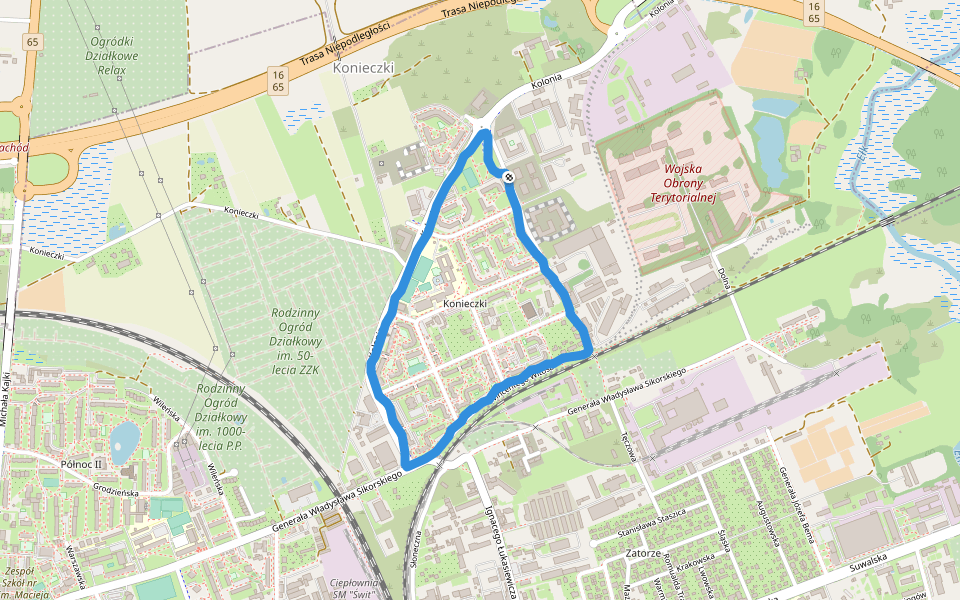 Szkoła Podstawowa 9 im. Jana Pawła II walking route map in Ełk