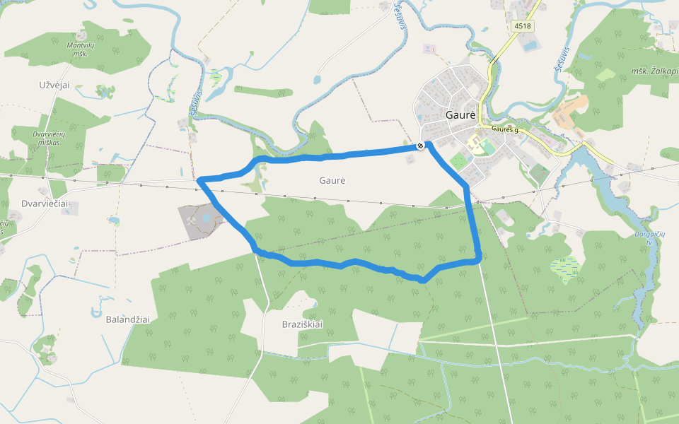 Karšuvos giria walking route map in Šereitlaukis