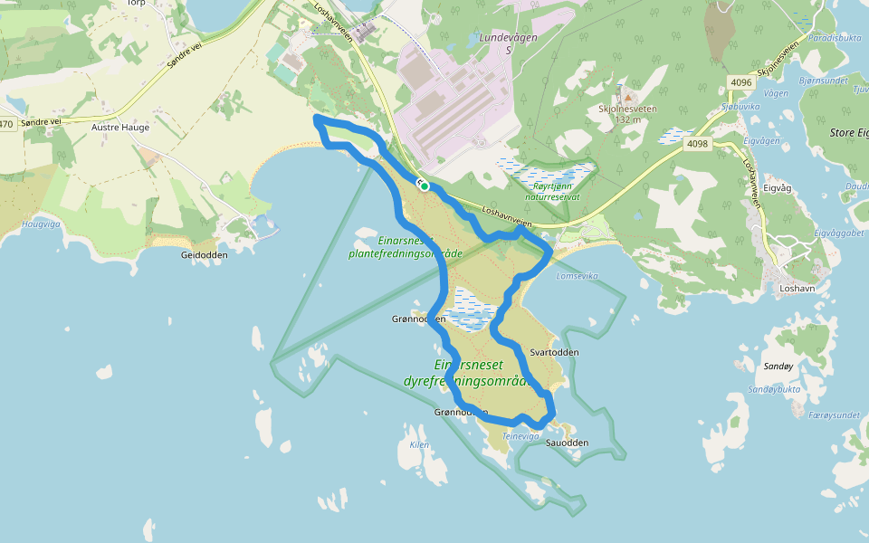 Strandtur rundt Einarsneset walking route map in Farsund