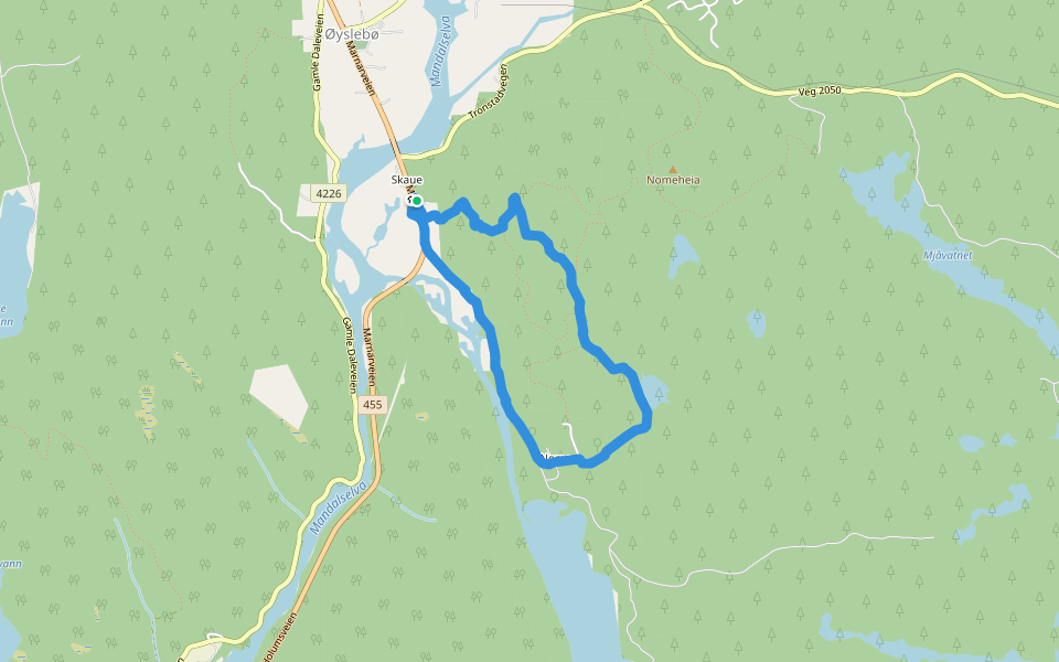 Nomeheia walking route map in Øyslebø