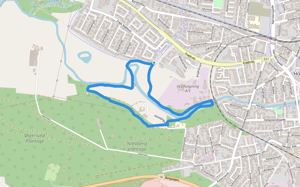 Nibsbjerg plantage walking route map in Holstebro