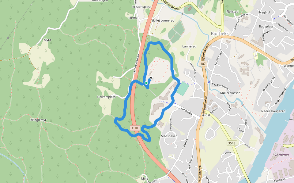 Asdalrunden walking route map in Asdal