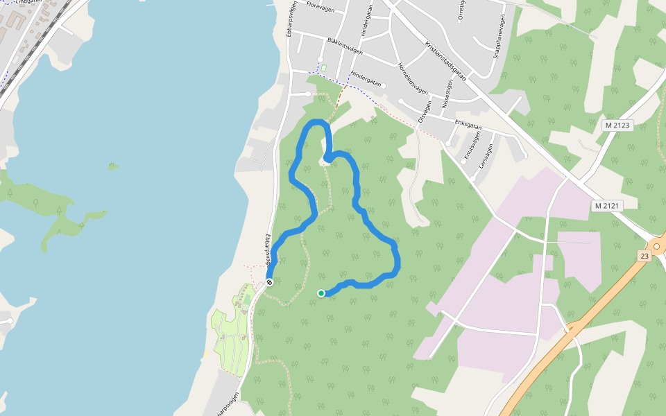 Klinten skidbacke walking route map in Osby