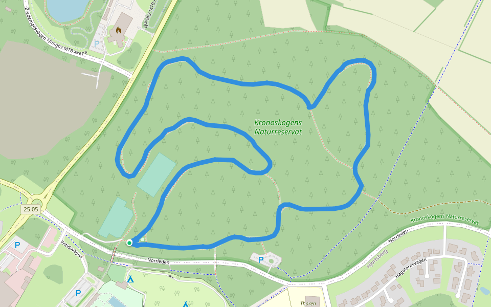 Kronoskogen walking route map in Ljungby