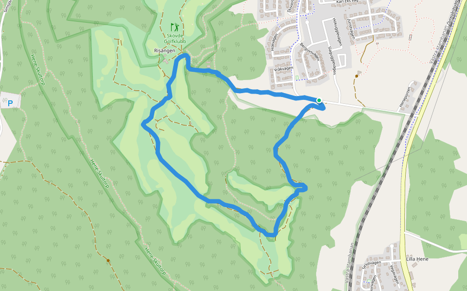 Hene-Skultorp walking route map in Skövde