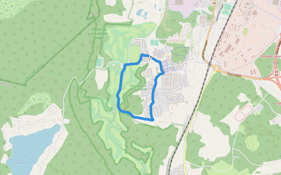 Hene-Skultorp walking route map in Skövde