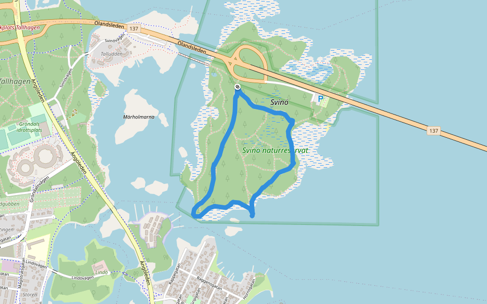 Svinö walking route map in Kalmar
