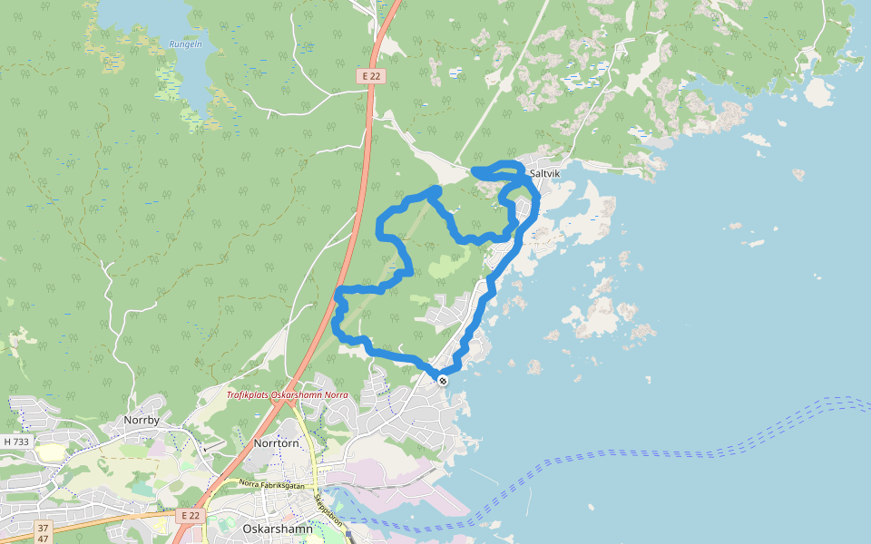 HAVSLÄTTS CAMPING walking route map in Södra Kvill