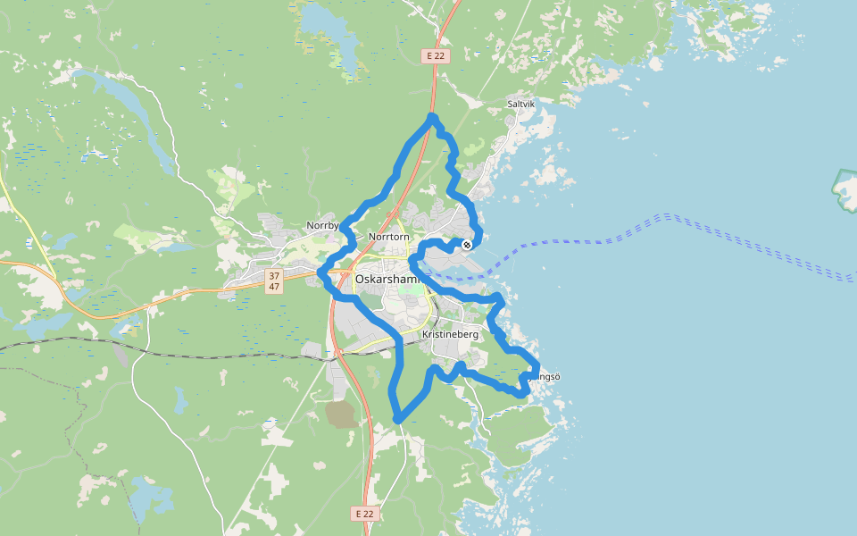 Fredriksbergs herrgård walking route map in Södra Kvill