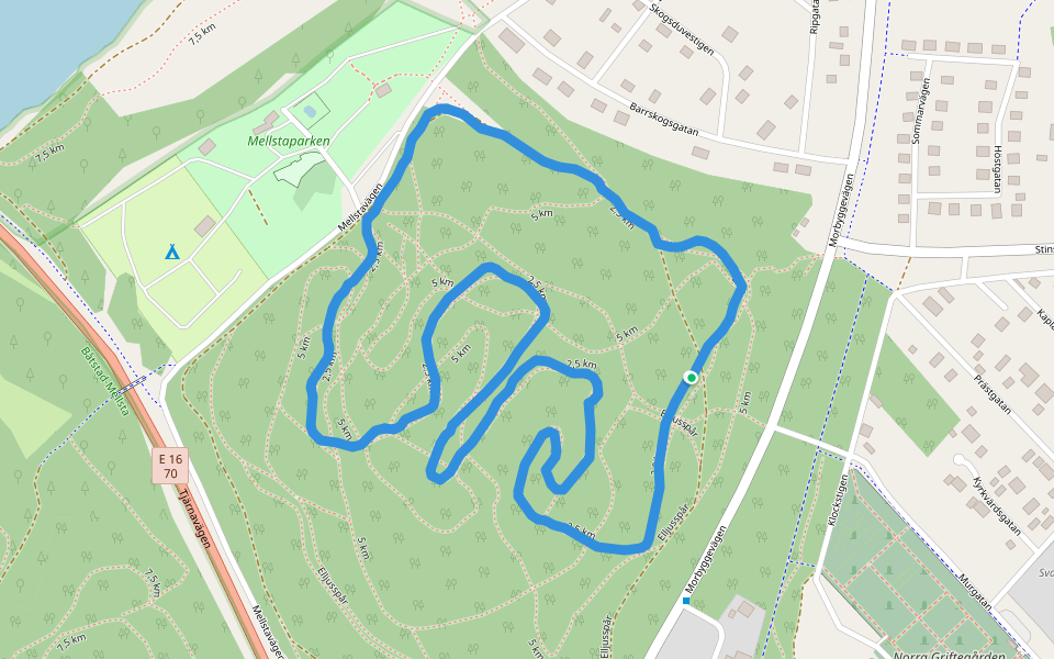 2,5 km walking route map in Borlänge