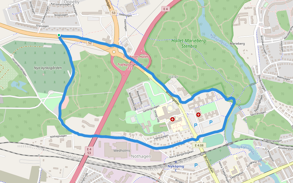 Hållet-Marieberg-Stenbro walking route map in Eskilstuna