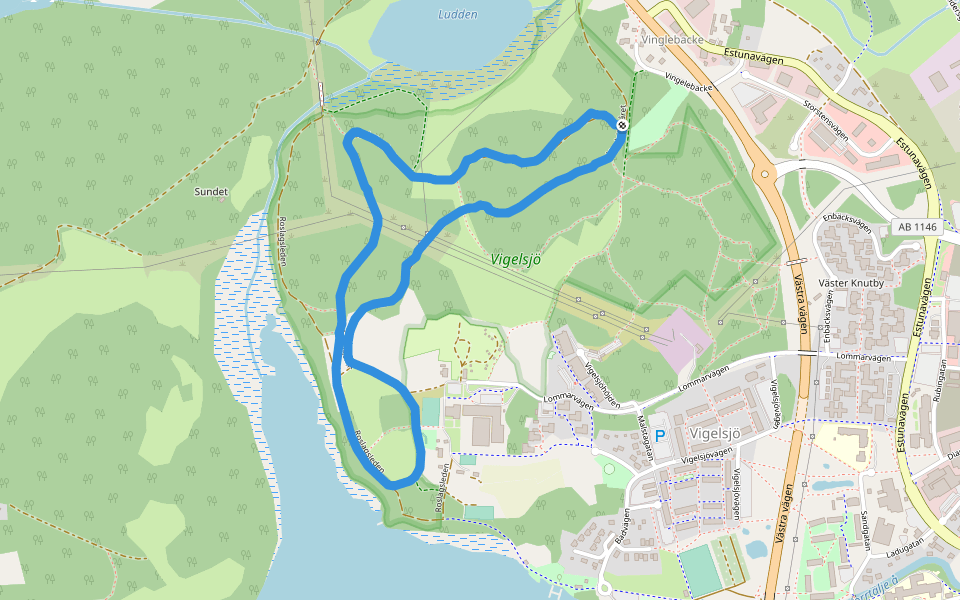 Vigelsjö walking route map in Norrtälje