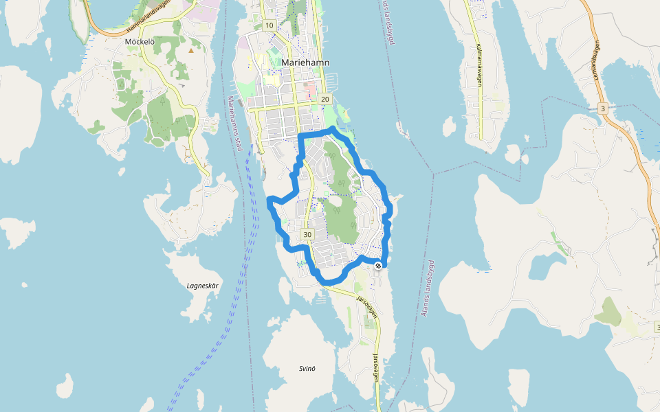 Pohjanlahti - Bottniska viken walking route map in Mariehamn