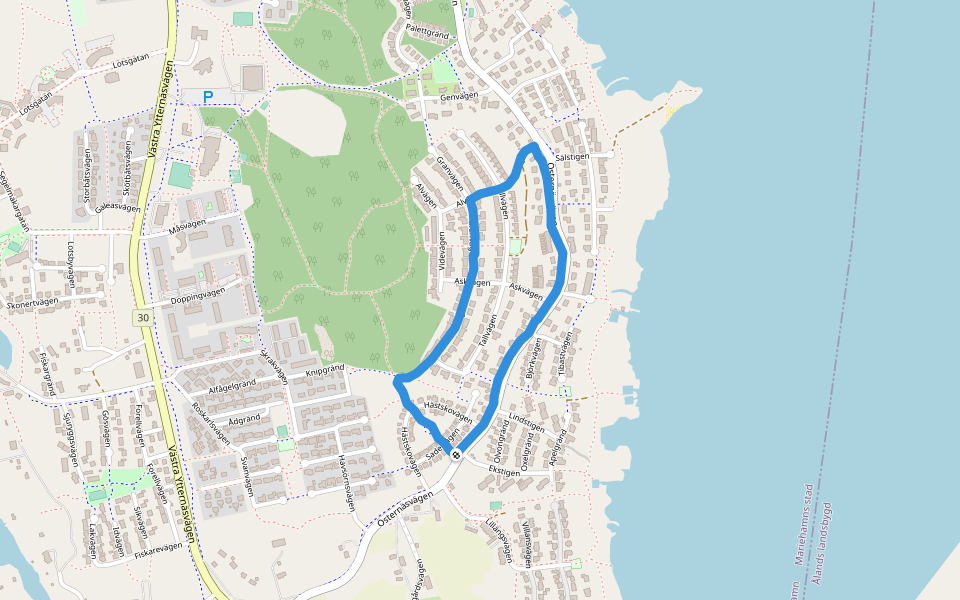 Pohjanlahti - Bottniska viken walking route map in Mariehamn