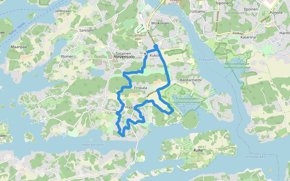 Hirvimiehenpuistikko walking route map in Saari