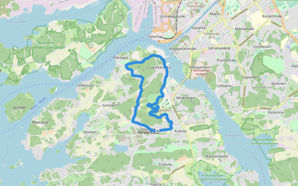 Ylikylänpuisto walking route map in Saari