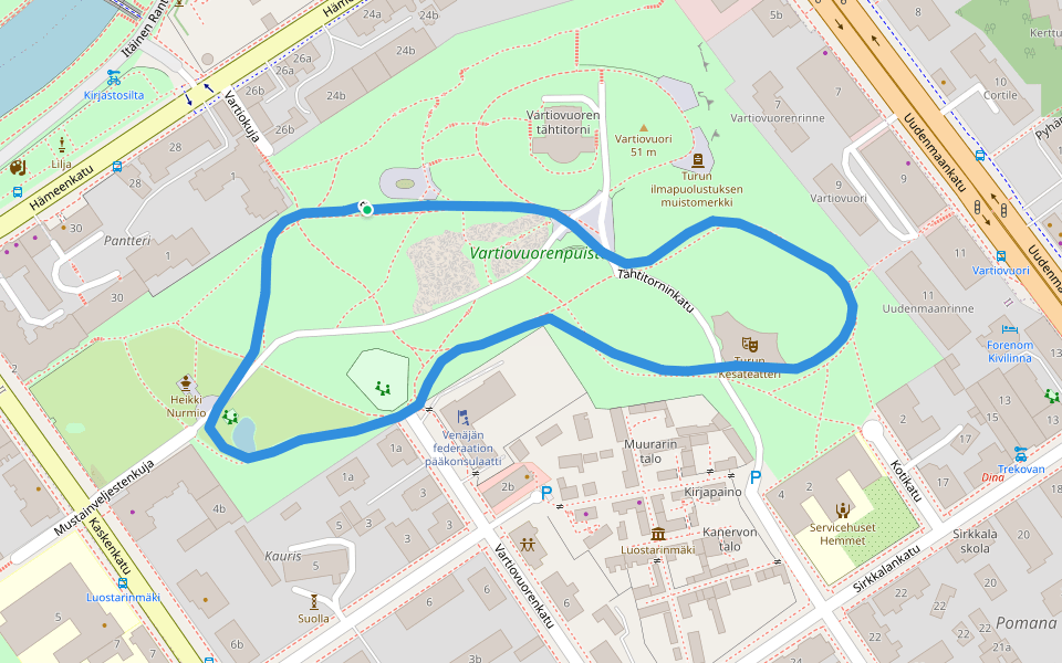 Vartiovuori walking route map in Saari