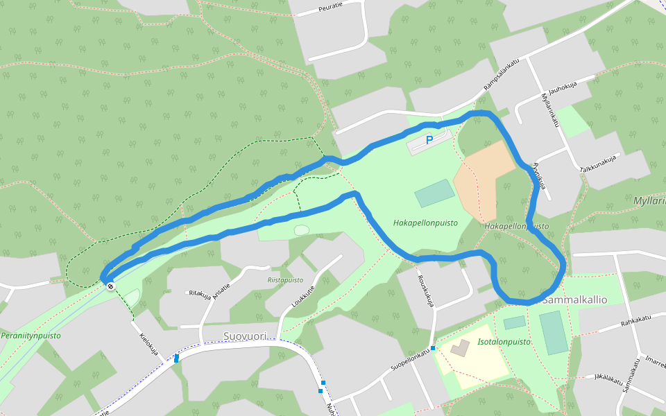 Peräniitynpuisto walking route map in Naantali