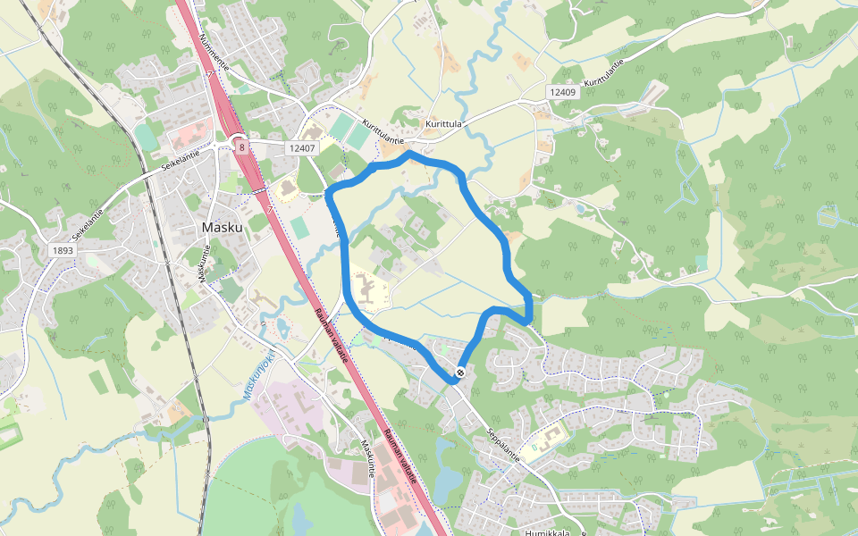 Kurittula walking route map in Masku
