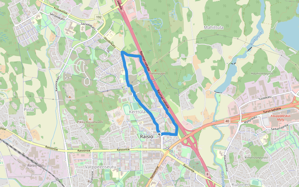 Lampuodinpuisto walking route map in Raisio