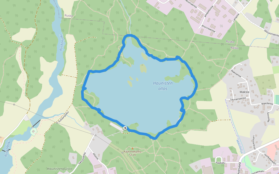 Haunisten allas walking route map in Raisio