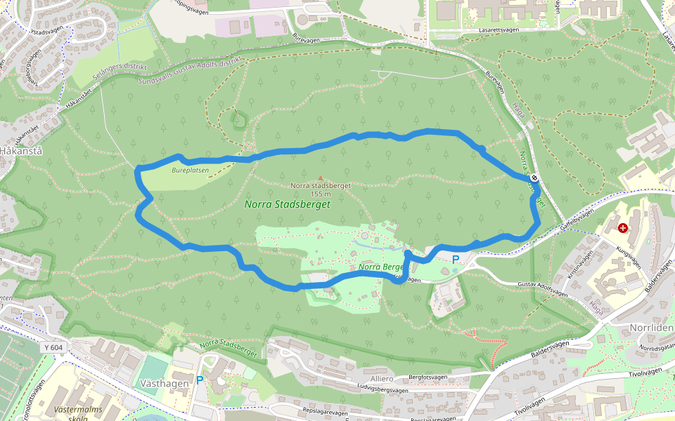 Hjalmar Branting walking route map in Sundsvall