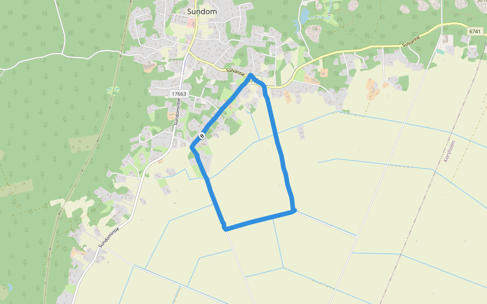 Söderfjärden walking route map in Överjeppo