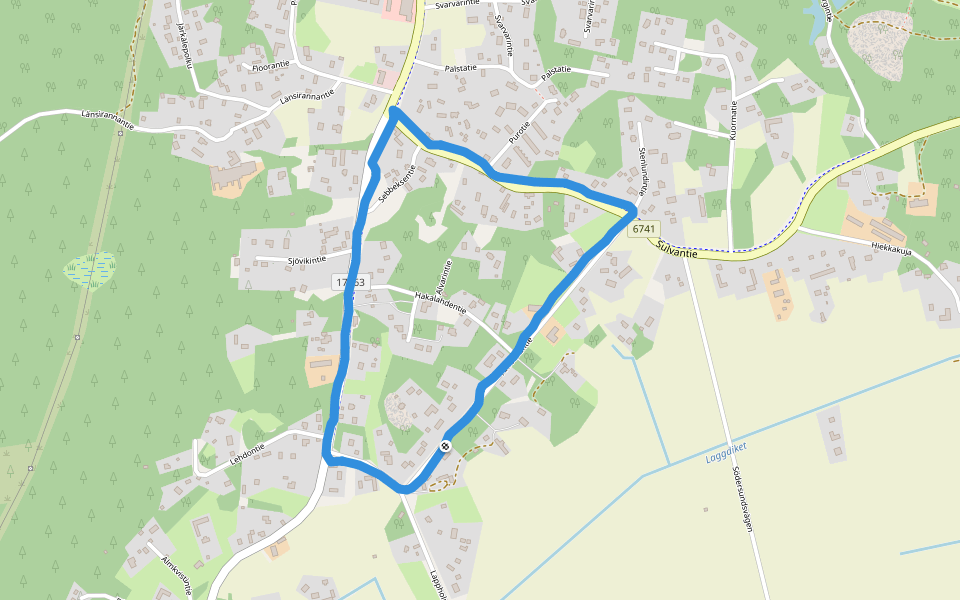 Söderfjärden walking route map in Överjeppo