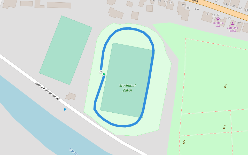 Stadionul Zăvoi walking route map in Râmnicu Vâlcea