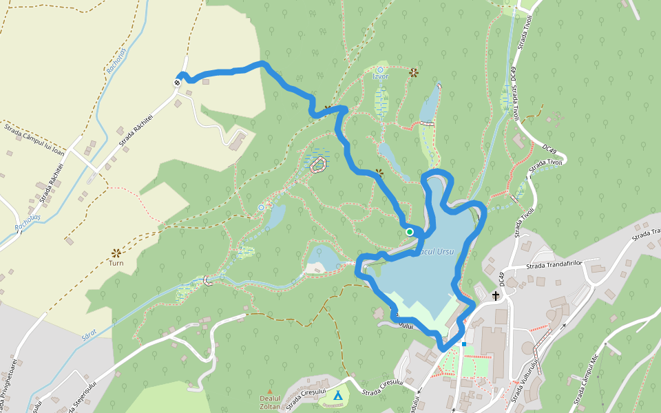 Lacul Ursu walking route map in Sovata