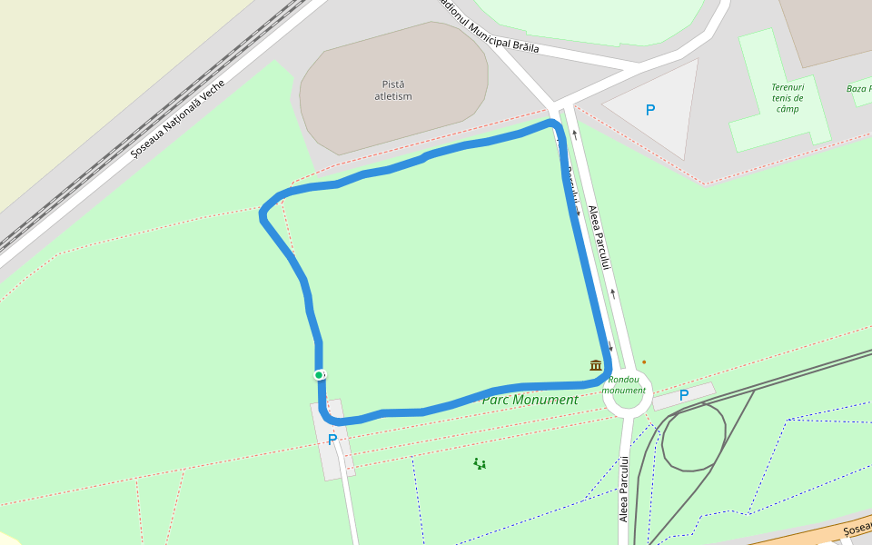 Parc Monument walking route map in Brăila