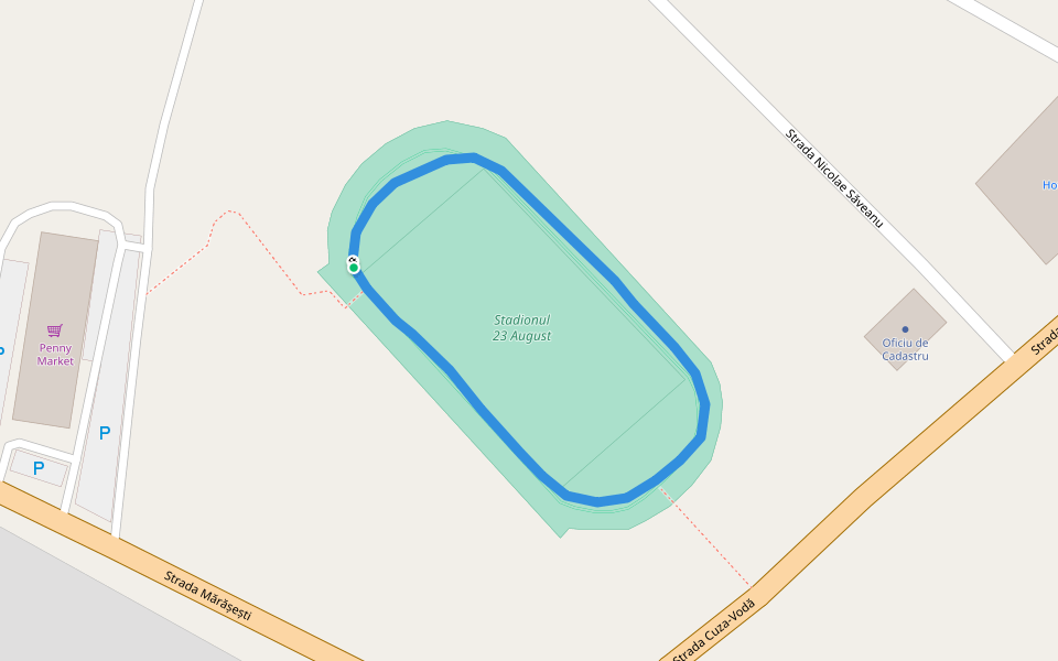 Stadionul 23 August walking route map in Lepșa