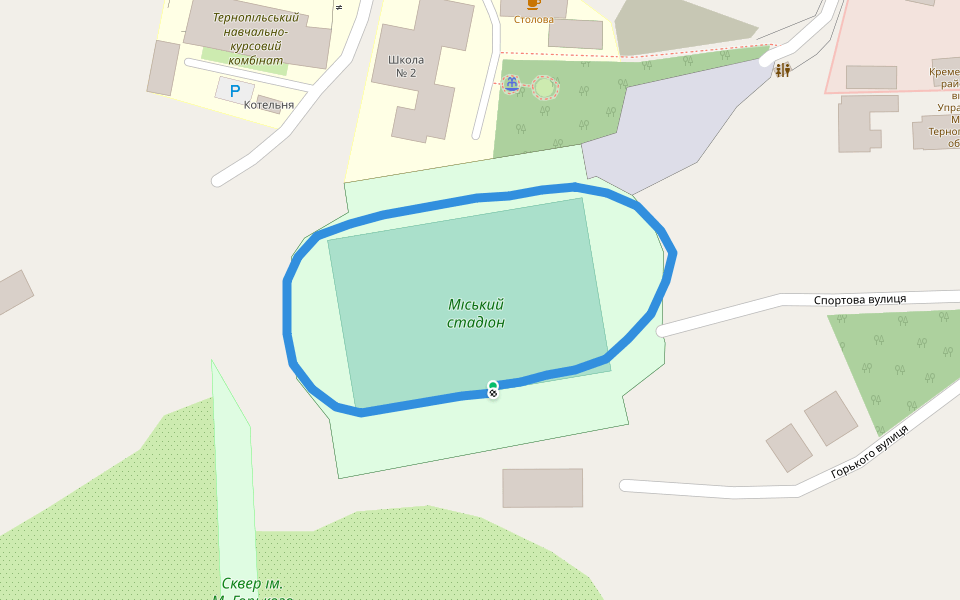 Міський стадіон walking route map in Kremenets'