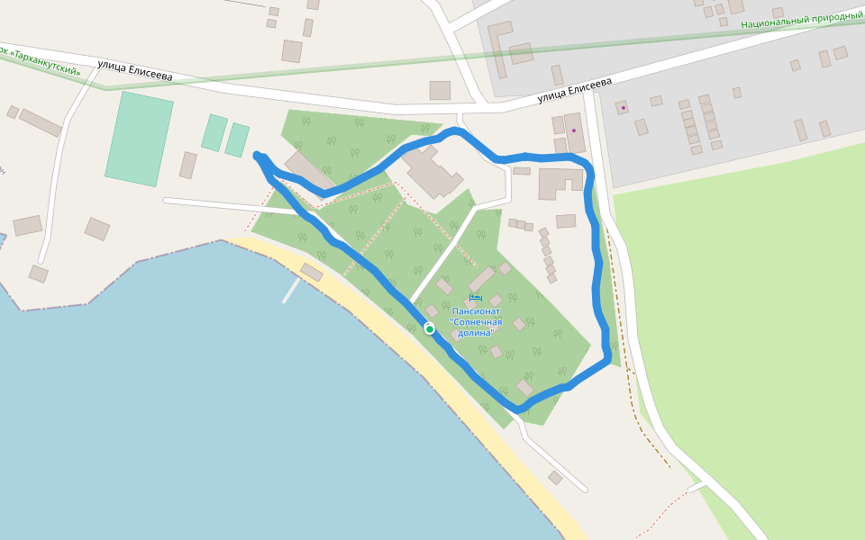 Пансионат "Солнечная долина" walking route map in Olenivka