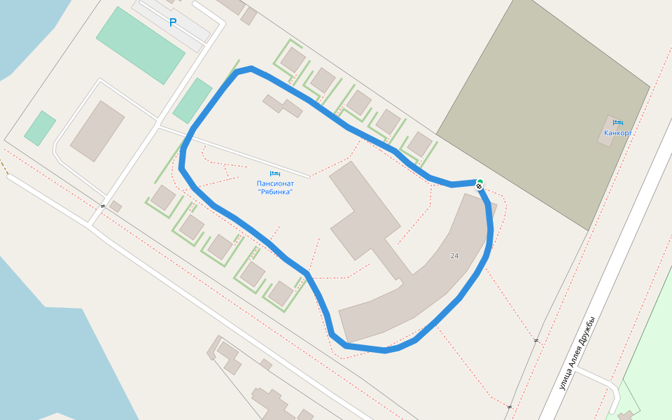 Пансионат "Рябинка" walking route map in Zaozerne