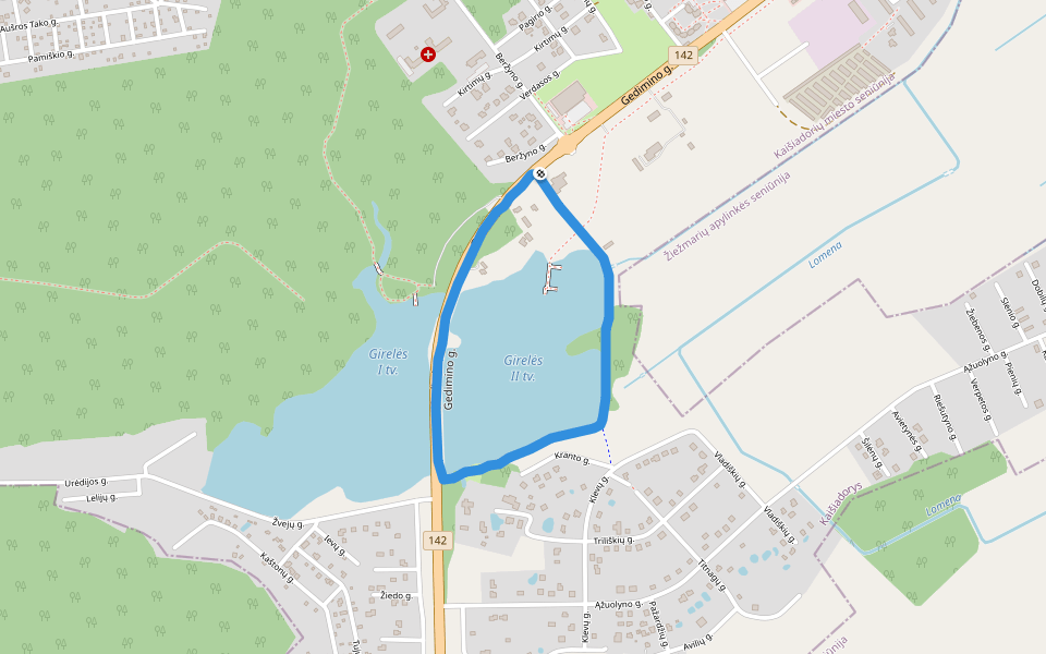 Girelės II tv. walking route map in Kaišiadorys